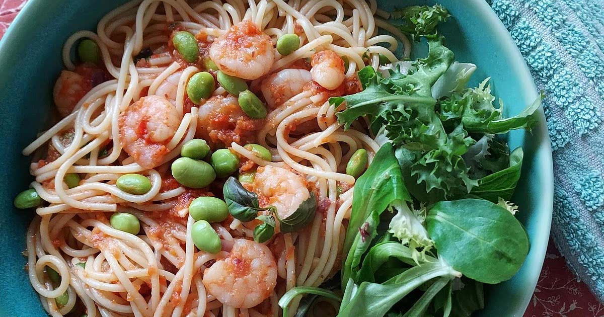 Edamame Bean and Prawn Pasta Recipe — Samsung Food