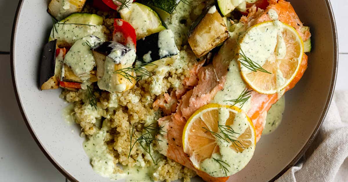 Quick Mediterranean Baked Salmon & Quinoa Bowls Recipe Samsung Food