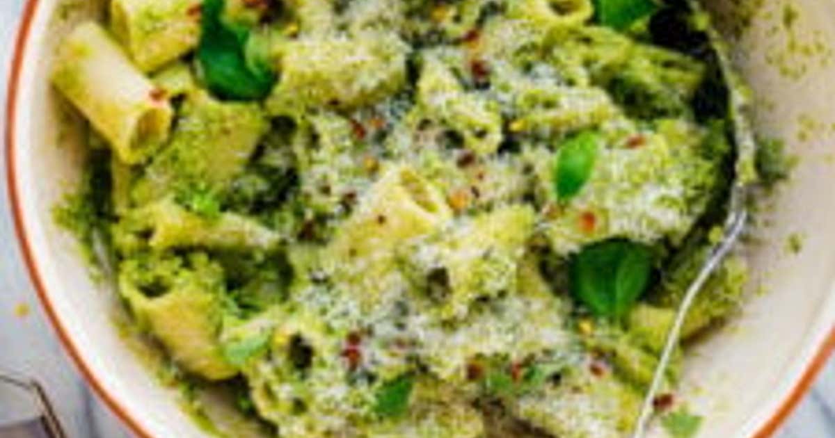Broccoli Pesto Pasta with Green Olives Recipe Samsung Food