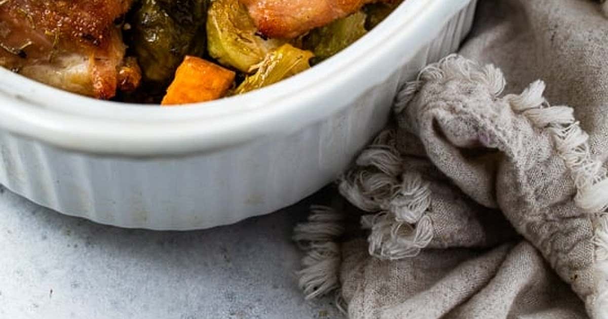 Baked Chicken Thighs with Brussels Sprouts and Sweet Potato Recipe