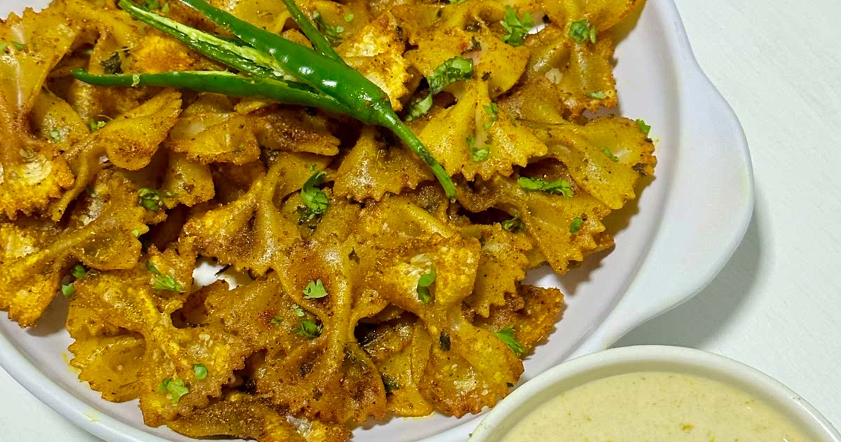 Air Fryer Masala Farfalle Chips with Cumin Yogurt Dip Recipe Samsung Food