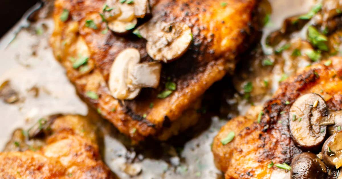 White Wine Mushroom Chicken Thighs Recipe — Samsung Food