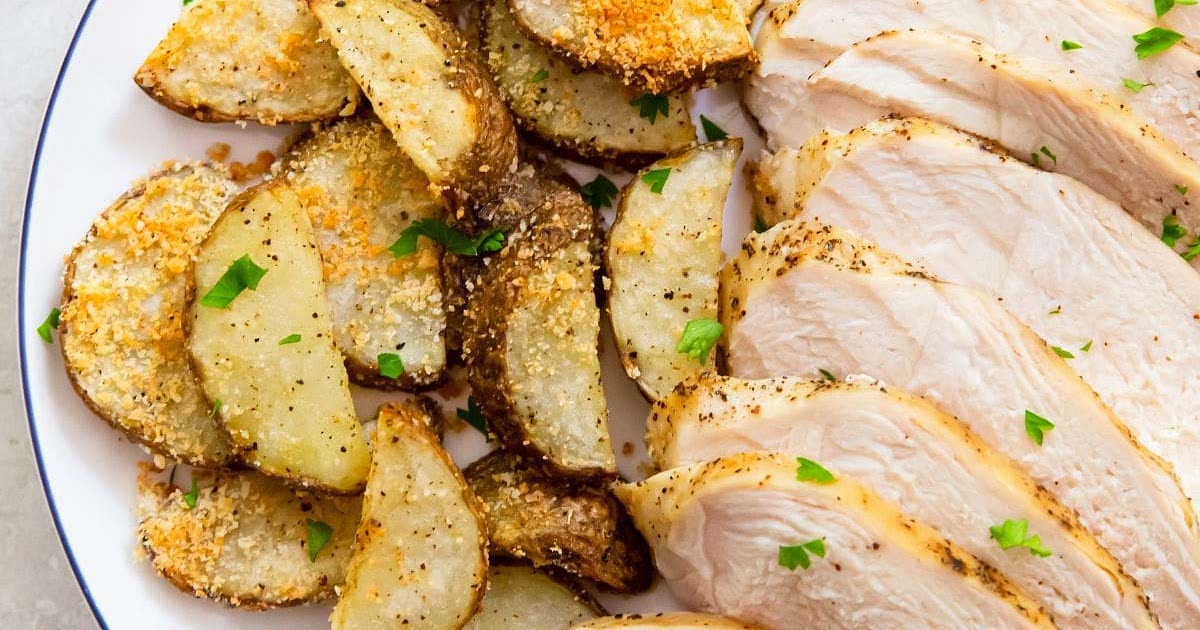 Air Fryer Chicken Breast and Potatoes Recipe Samsung Food App
