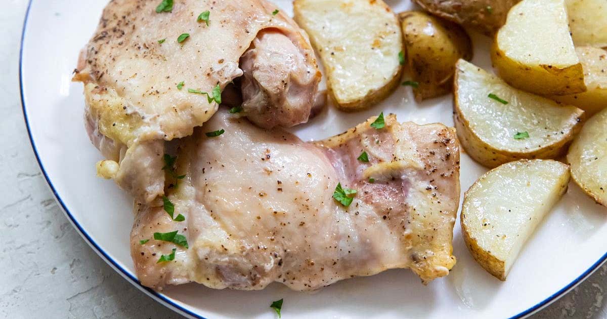 Air Fryer Chicken Thighs and Potatoes Recipe Samsung Food