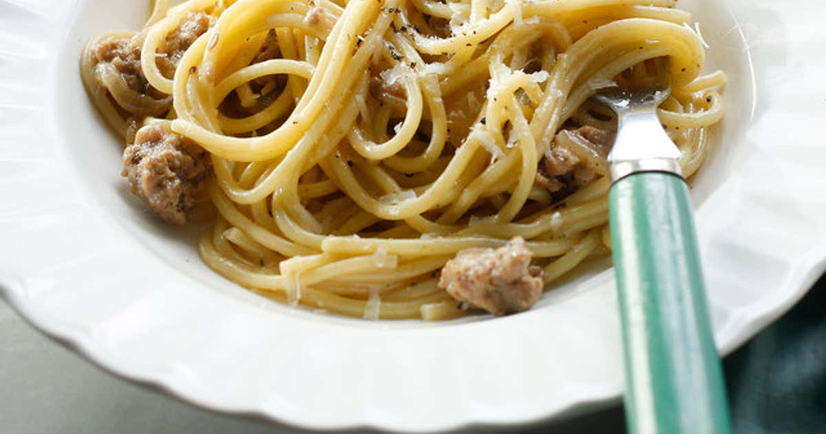 Sausage carbonara top