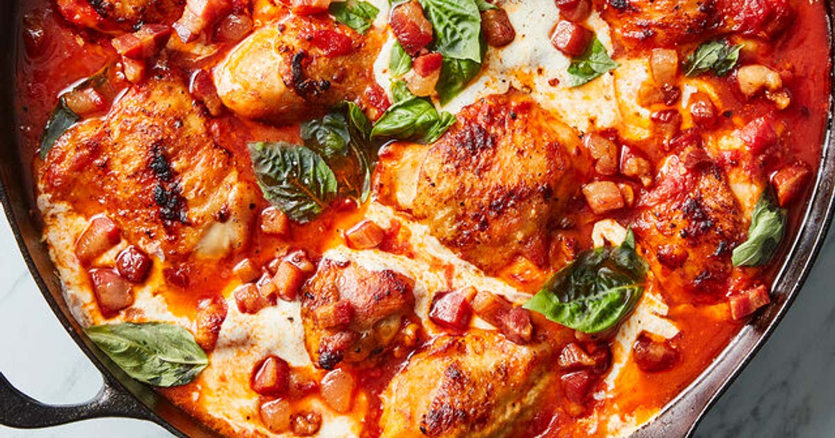 Skillet Chicken With Tomatoes, Pancetta and Mozzarella Recipe — Samsung