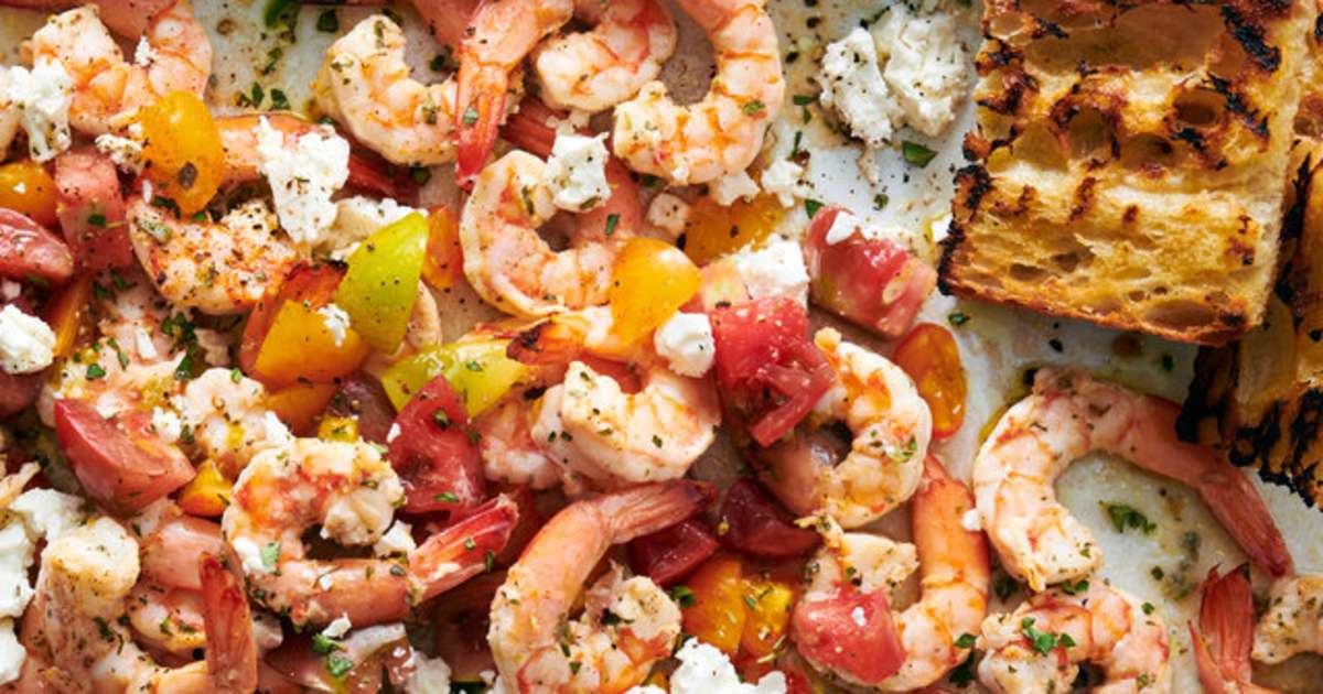 Sheet-Pan Shrimp With Tomatoes, Feta and Oregano Recipe - NYT Cooking