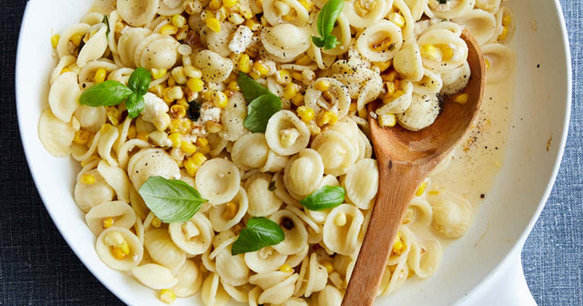 Orecchiette With Corn, Jalapeño, Feta and Basil Recipe Samsung Food