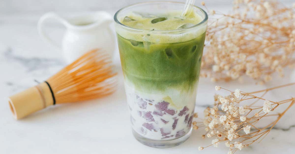 Matcha Latte with Mini Taro Balls Recipe Samsung Food
