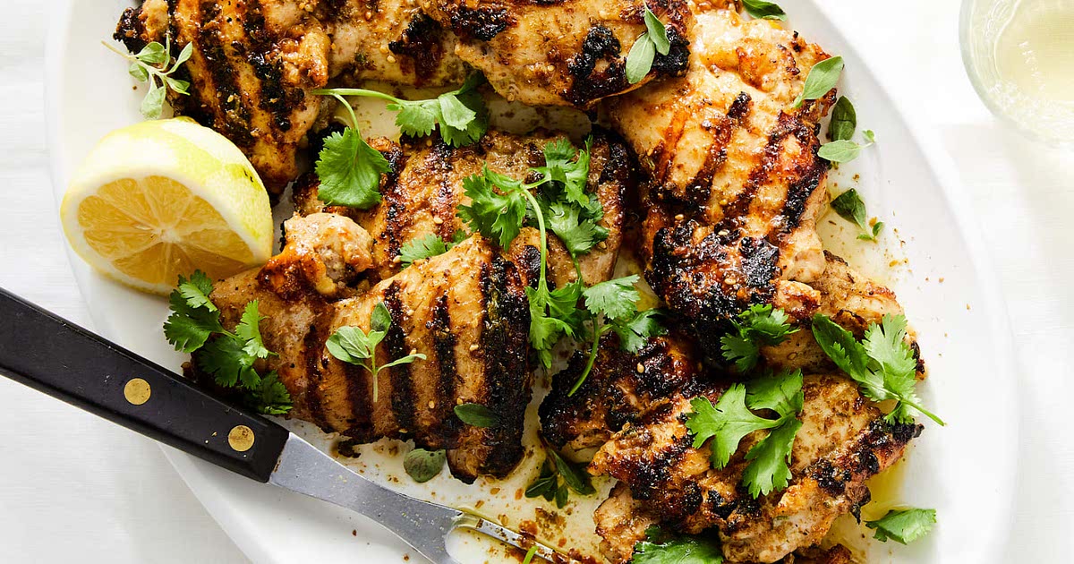 Grilled Za'atar Chicken with Garlic Yogurt and Cilantro Recipe