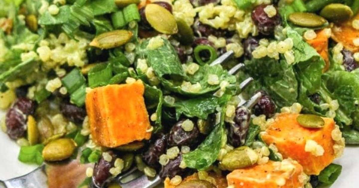 Winter Kale and Quinoa Salad with Avocado Dressing Salad Recipe