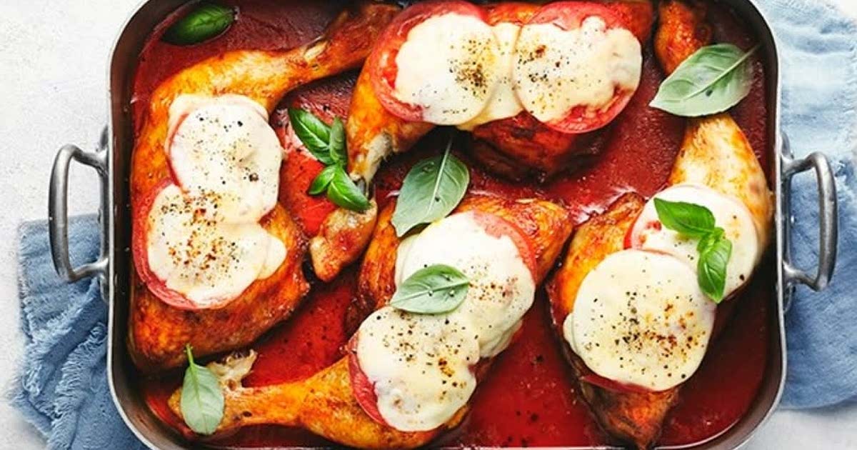 Hähnchenschenkel mit Tomaten und Mozzarella überbacken Recipe - Samsung ...