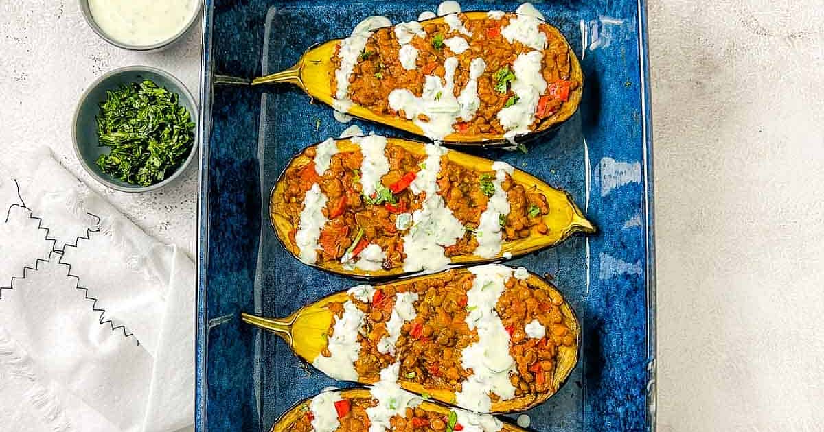 Lentil Stuffed Eggplants Recipe Samsung Food App