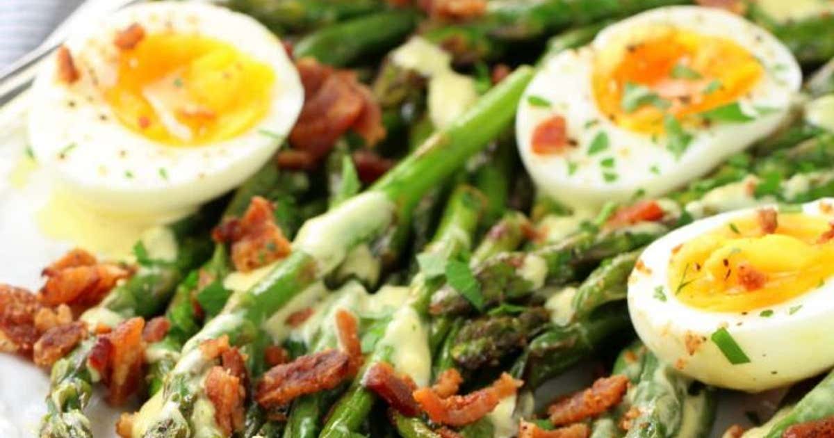 Asparagus Egg and Bacon Salad with Dijon Vinaigrette Recipe — Samsung Food