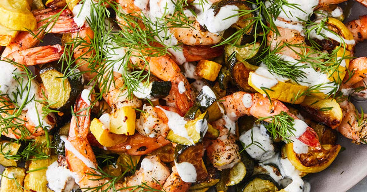 Roasted Zucchini and Shrimp With Za’atar Yogurt Recipe — Samsung Food