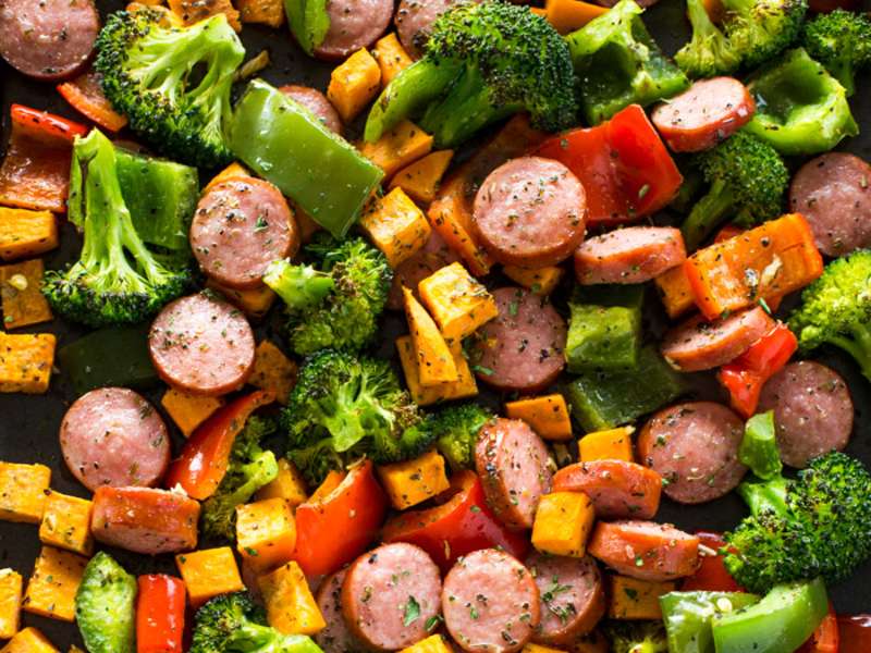 Healthy 20 Minute Sheet Pan Sausage and Veggies Recipe - Whisk