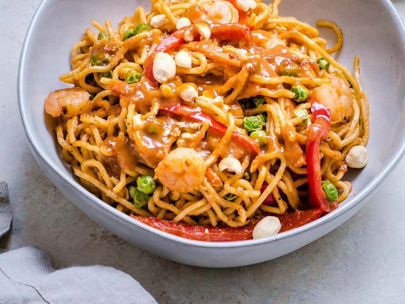 Thai Peanut Sauce Noodles with Shrimp Recipe Whisk