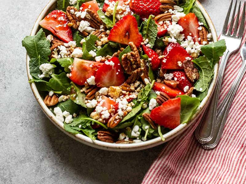 Kale and Strawberry Salad with Pecans Recipe Whisk