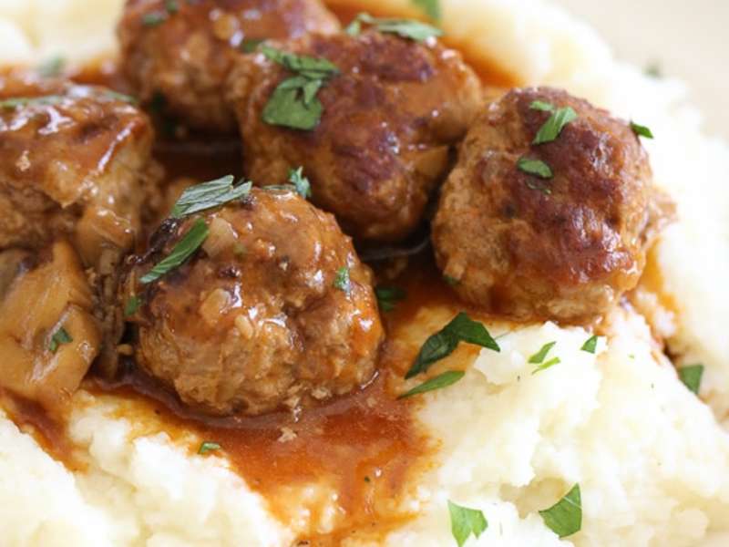 Salisbury Steak Meatballs Instant Pot Stove Top Slow Cooker Recipe