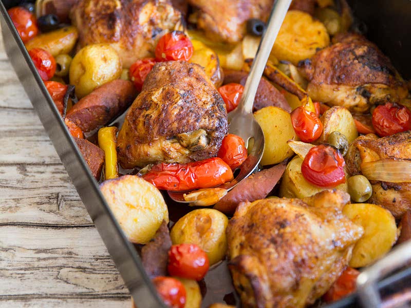 Spanish Chicken Tray Bake Recipe Whisk