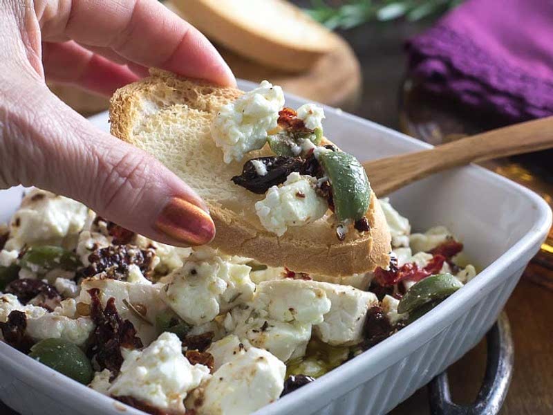 Low FODMAP Baked Feta with Olives & Sundried Tomatoes Recipe Whisk