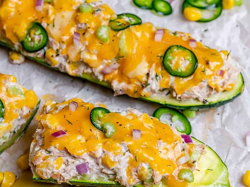 Low Carb Tuna Melt Zucchini Boats Recipe Whisk