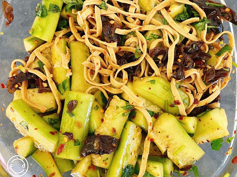 Cucumber and Wood Ear Sesame Oil Salad Recipe Whisk