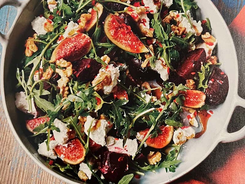 Fig, beetroot, goats' cheese, chilli & walnut salad Recipe Whisk
