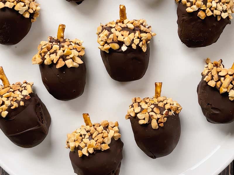 Chocolate Peanut Butter Buckeyes Acorn Truffles Recipe Whisk