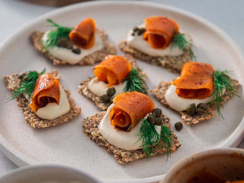 CREAM CHEESE CARROT LOX CANAPÉS Recipe Whisk