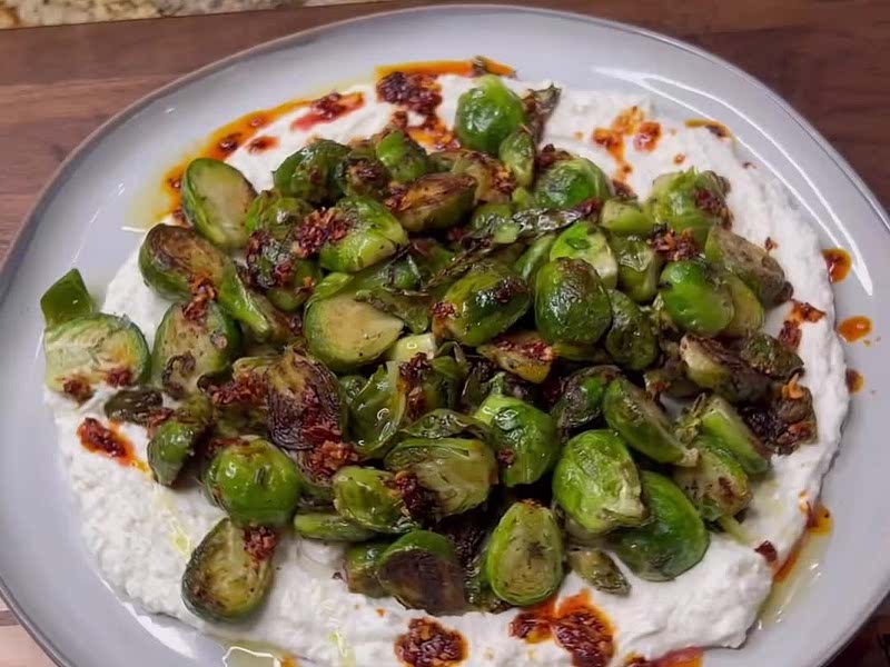 Brussel Sprouts with Whipped Feta and Chili Oil Recipe Whisk