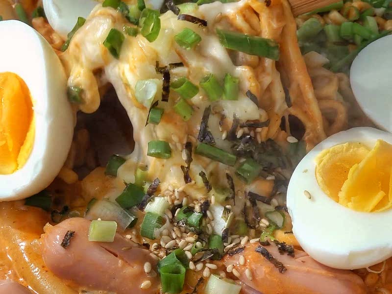 Cheesy buldak rabokki Recipe Whisk