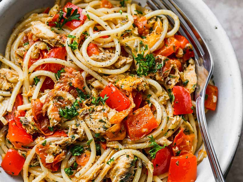 Mediterranean Canned Mackerel Pasta Recipe Whisk