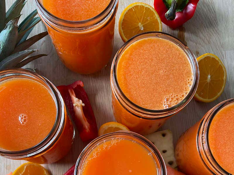 Pineapple orange carrot bell pepper juice Recipe Whisk