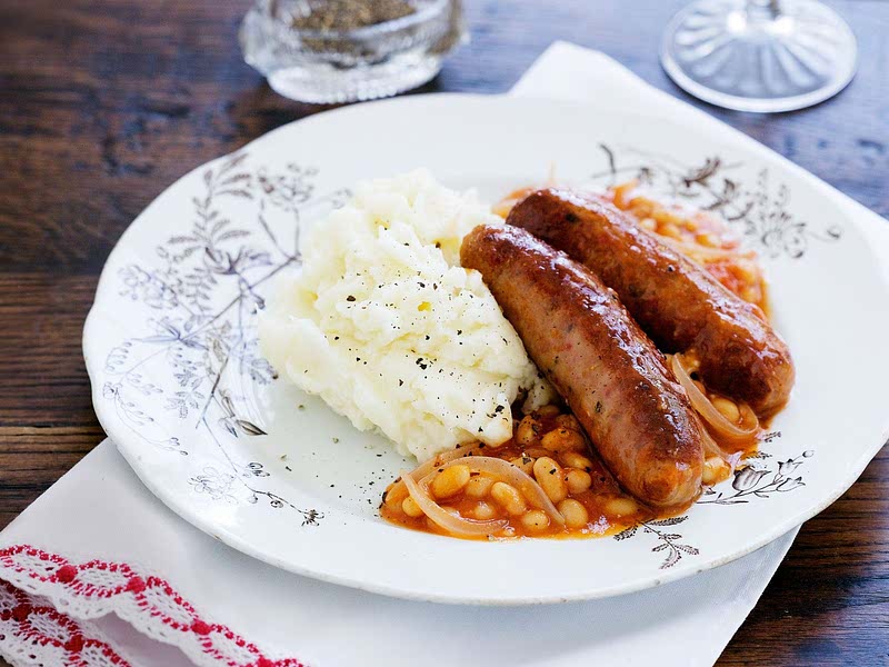 Sausage Beans & Mash Potatoes Recipe Whisk