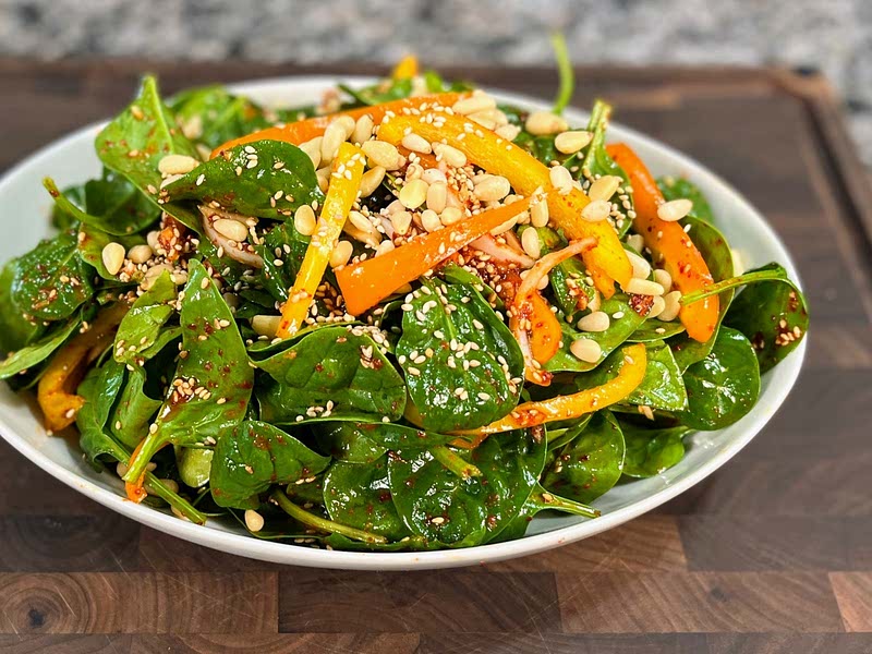 Korean Style Baby Spinach Salad Recipe Whisk