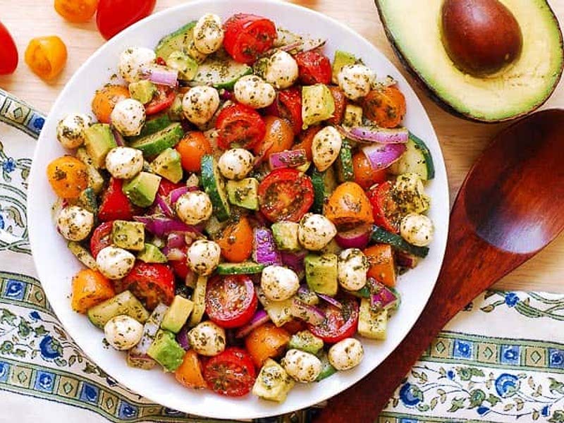 Avocado Salad with Tomatoes, Mozzarella, Basil Pesto Recipe Samsung Food