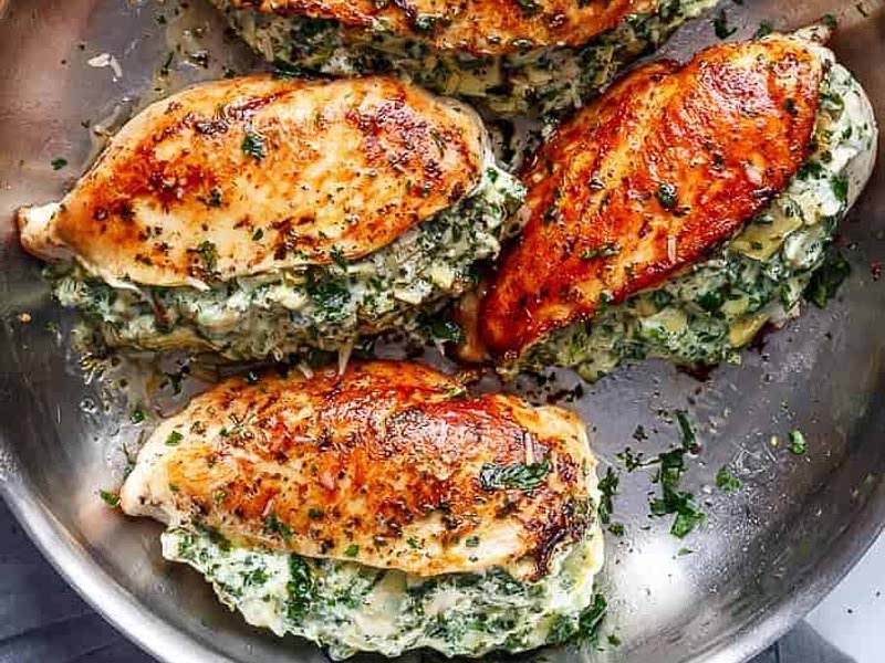 Spinach Artichoke Stuffed Chicken Breast Recipe Samsung Food