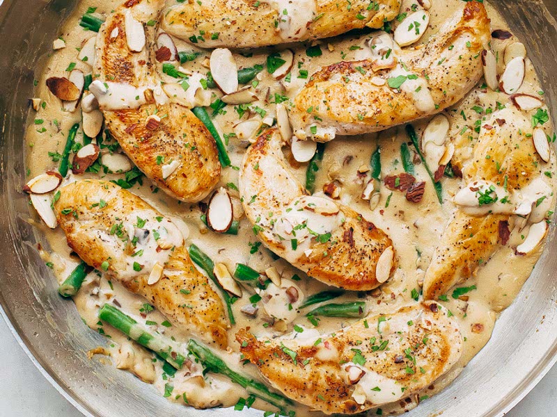 Creamy Almond Chicken with Rice Pilaf Recipe Samsung Food