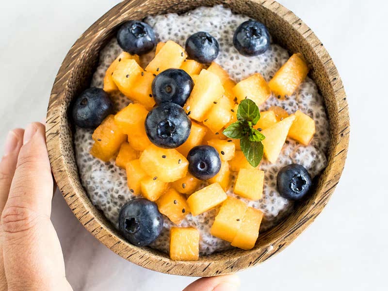 Low FODMAP Coconut Chia Pudding with Cantaloupe Recipe Samsung Food