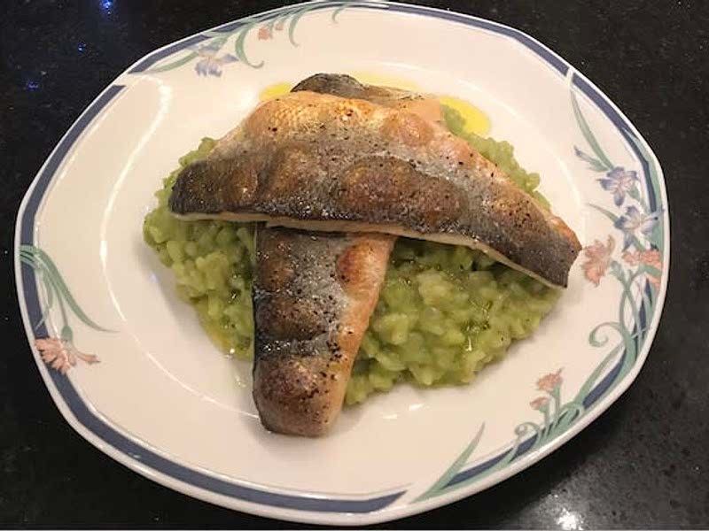 Sea Bass and Pea Puree Risotto Recipe Samsung Food