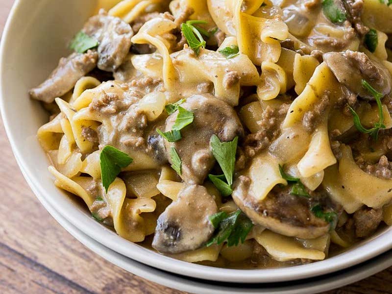 One Skillet Ground Beef Stroganoff Recipe Samsung Food