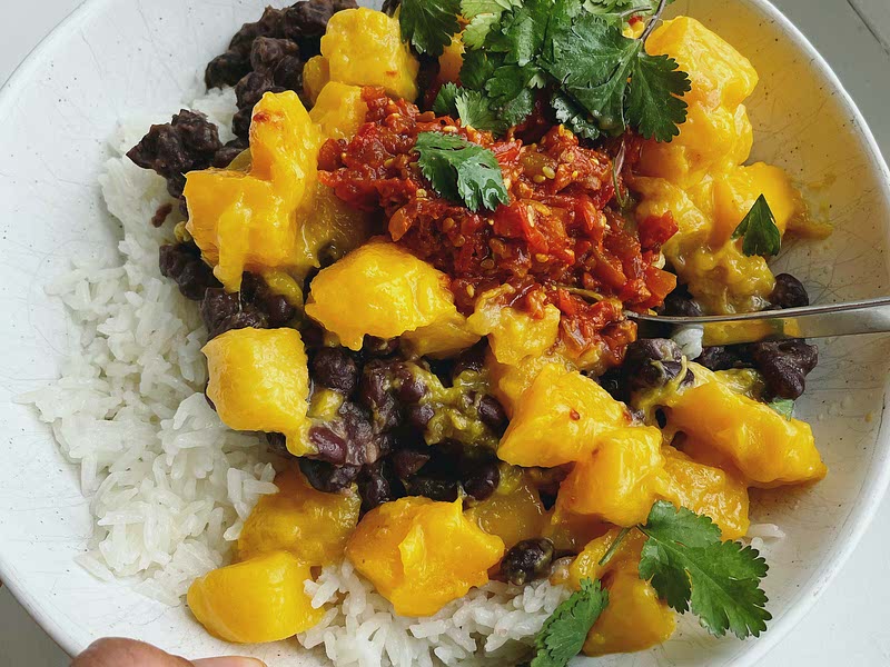 Black Beans and Mango on Coconut Rice Recipe Samsung Food