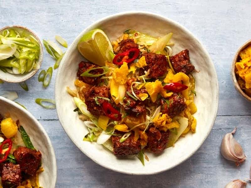 Teriyaki tempeh with kimchi fried rice Recipe Samsung Food