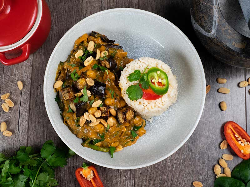 Maple Roast Aubergine & Peanut Curry by Pureety Recipe Samsung Food