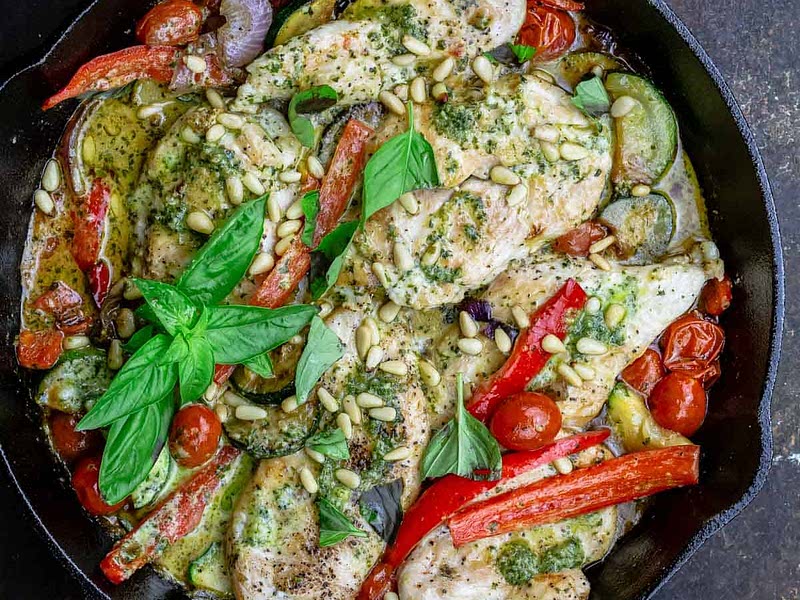 Pesto Chicken Recipe with Vegetables Samsung Food