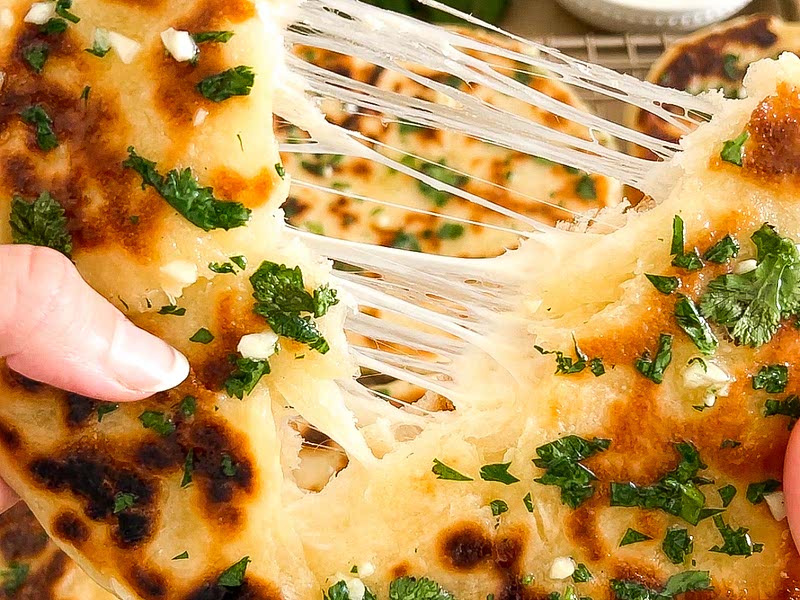 CheeseStuffed Garlic Naan Recipe Samsung Food