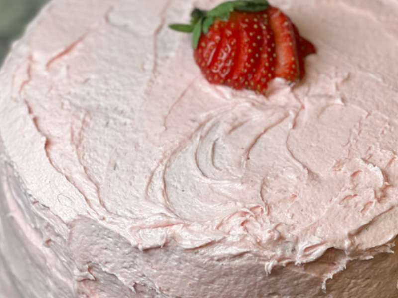 Strawberry Cake with Strawberry Sauce - Close Enough Kitchen