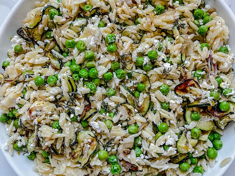 Zucchini, Pea & Goat Cheese Orzo Salad — AllTypesOfBowls Recipe