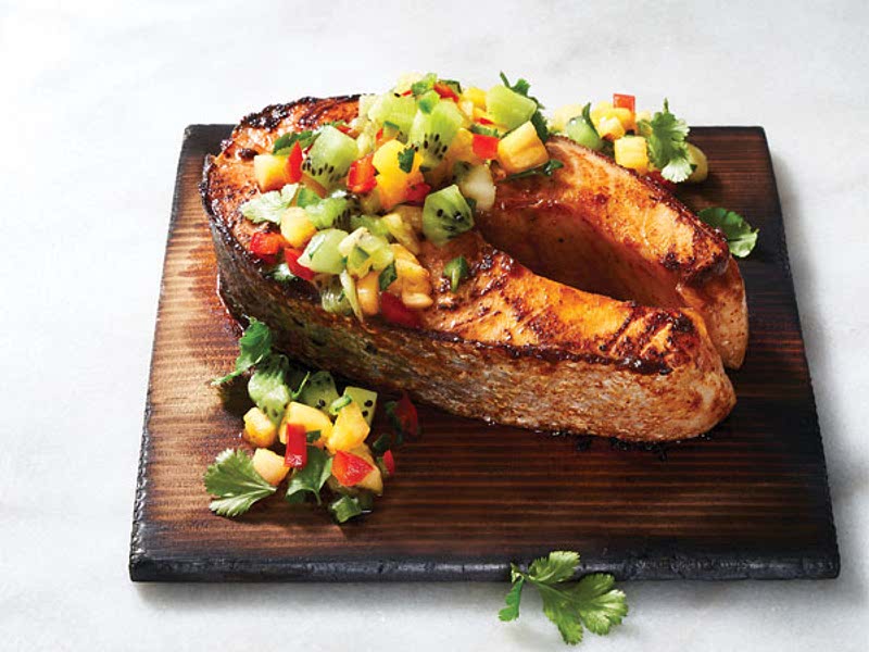 Marinated Salmon Steaks and Fruit Salsa Recipe Samsung Food